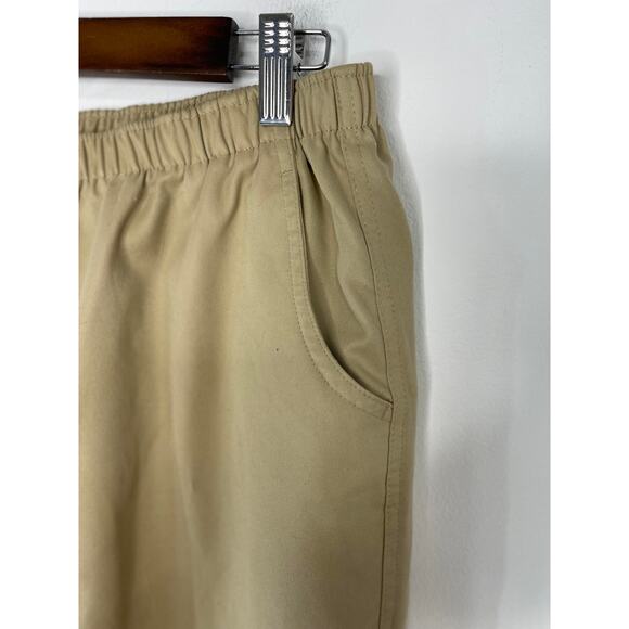 Kim Rogers khaki cropped capri gauchos pants women's petite 14 light weight - Picture 2 of 14